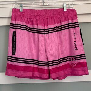 NWT NEW  Baseball Lifestyle 101 Pink Crayon Adult Large Athletic Shorts